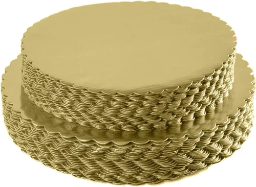[25 piezas] Tablero redondo dorado de 12 pulgadas, base circular desechable para tartas, placa redonda revestida de 12 pulgadas, paquete de 25