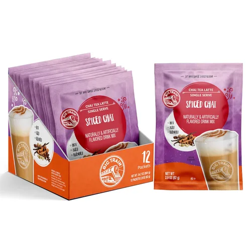 Vista 23 de Big Train Mezcla de Té Chai Latte Instantáneo en Polvo Especiado, Té Negro Especiado con Leche, 56 Onzas