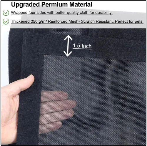 Vista 4 de Puerta mosquitera magnética mejorada con malla reforzada más gruesa de 250g/m² (7.37 oz/m²), 36 imanes más largos, cierre magnético para puerta