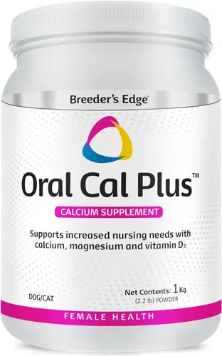 Breeder's Edge - Suplemento oral Cal Plus en polvo, calcio y vitamina D3 para perros y gatos lactantes, apoya huesos, dientes y lactancia
