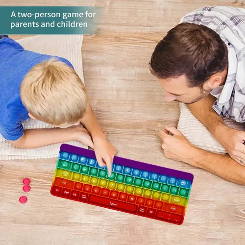 Vista 5 de Juguete para apretar, juguetes sensoriales para la ansiedad, burbujas para apretar, forma de teclado color macarrón, juguete de silicona