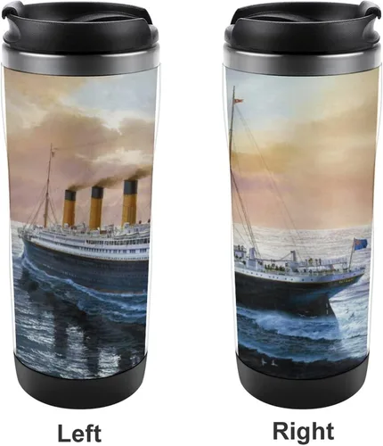 Vista 4 de Retro Titanic Famous Old Historic - Botella de agua de acero inoxidable con aislamiento reutilizable, doble pared, vaso de viaje para café y jugo