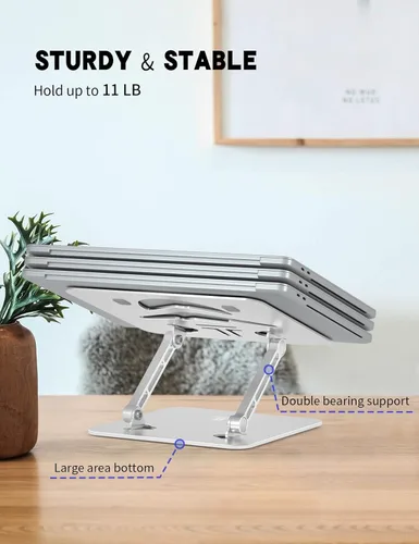 Vista 5 de Soporte ajustable para laptop para escritorio, elevador plegable para laptop, soporte portátil compatible con MacBook, Lenovo, HP y todas