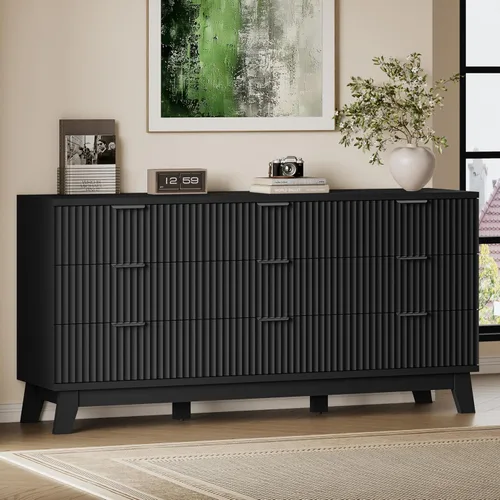 Vista 42 de BORNOON Cómoda acanalada de 7 cajones, cómoda bohemia moderna de 47.2 pulgadas de ancho, soporte de madera para dormitorio, sala de estar, armario
