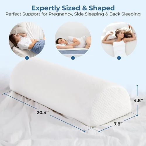 Vista 9 de 5 STARS UNITED Half Moon Bolster - Almohada semirenrollable y almohada de rodilla para personas que duermen de lado, 100% espuma viscoelástica