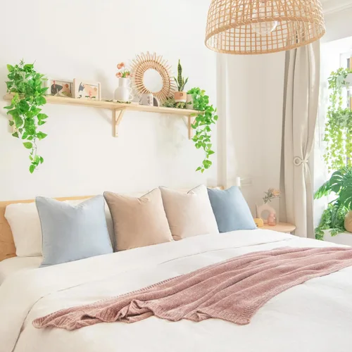 Vista 9 de MONDAY MOOSE - Juego de 4 fundas de cojín decorativas de terciopelo suave, diseño moderno de doble cara; mezcla y combina, rellenos de almohada