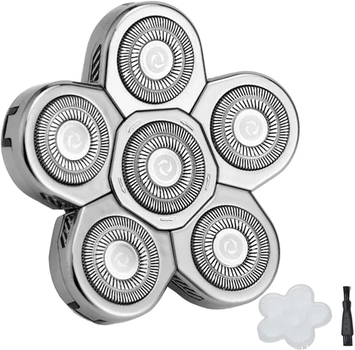 Vista 9 de Cabezales de repuesto para afeitadora de 5 cuchillas para hombres calvos, afeitadora eléctrica fácil de limpiar con cubierta de cuchilla