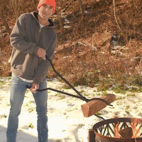 Vista 2 de Pinzas de fuego de 40 pulgadas de alta resistencia, herramienta de agarre de leña con forma de tijera serrada, pinzas con forma de garra de tronco