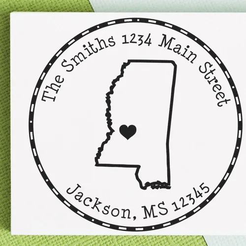 Vista 24 de Sello de dirección de devolución de Alabama, redondo autoentintado personalizado, 1-5/8 pulgadas tamaño de impresión Alabama State Luv Stamper