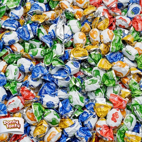 Caramelo duro relleno de fruta, 1 libra, bolsa a granel, 4 sabores surtidos, centro líquido afrutado y carcasa dura, envueltos individualmente (270