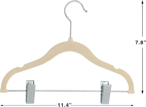 Vista 2 de Finnhomy Perchas antideslizantes para ropa para bebés y niños, paquete de 20 perchas de terciopelo con clips móviles, resistentes y ahorran espacio