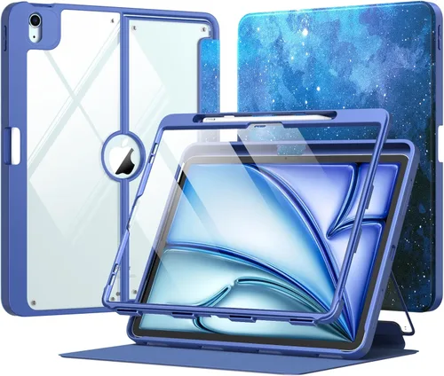 Vista 12 de MoKo Funda para iPad Air de 13 pulgadas M3 2025 y M2 2024 con soporte para lápices, funda para iPad Air 13 [protector de pantalla integrado]
