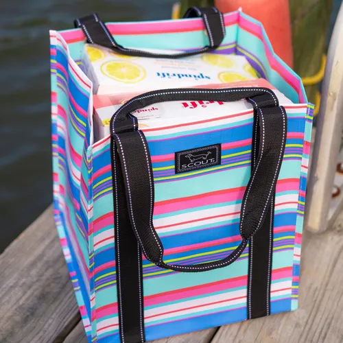 Vista 6 de Bolsa de mercado Bagette de SCOUT - Bolsa grande reutilizable para comestibles con fondo a prueba de roturas, dos juegos de correas, se dobla plana