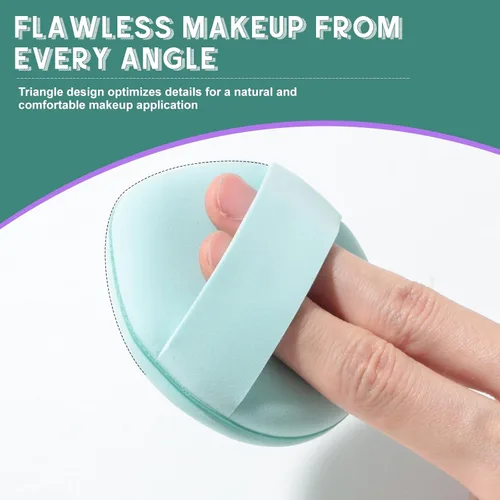 Vista 5 de BS-MALL - Esponja de base para líquido, crema y polvo, esponjas de maquillaje multicolor, paquete de 4 unidades (morado y azul)