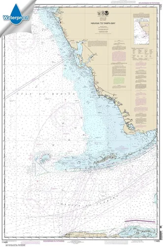 NOAA Gráfico 11420: La Habana a Tampa Bay, 29.9 X 45.2, Resistente al agua
