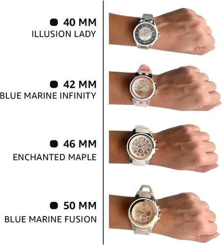 Vista 8 de MULCO Watches for Women -Era 50, Silver Stainless Steel Case with Wrist Silicone Band, Quartz Multifunctional Movement, Large Face Analog Display