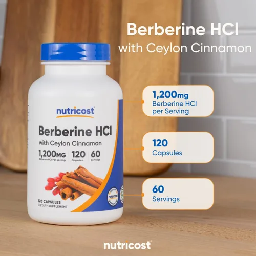 Vista 6 de Nutricost Berberina HCl con cápsulas de canela de Ceilán (120 cápsulas, 60 porciones) - Sin OMG, producto sin animales