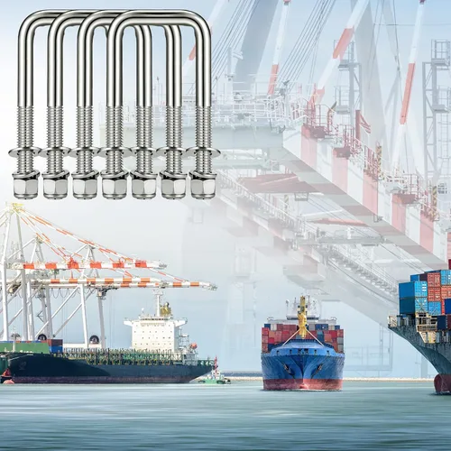 Vista 7 de 4 piezas Hotop pernos en U cuadrados de acero inoxidable 304 para remolque de barco con arandelas y tuercas Perno en U resistente para remolque