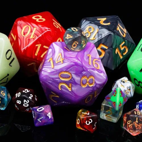 Vista 5 de Juego de 3 dados gigantes D20 de 2.165 in para Dungeons and Dragons, RPG, MTG