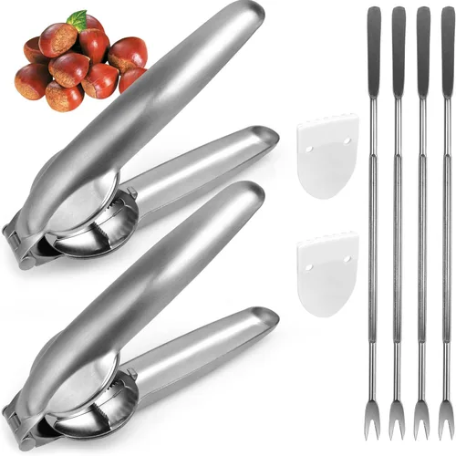 Vista 7 de Anwenk Abrecastañas con Clip Pelacastañas Cascanueces Abrenueces Pecana y Nuez con 3 Puntas de Acero Inoxidable 304