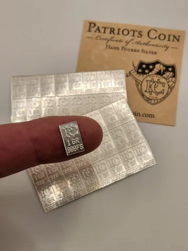 Vista 6 de 12 barras de plata pura de grano de un grano .999 de plata fina a presión