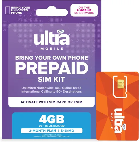 Vista 11 de $49/mes. Plan telefónico prepago Ultra Mobile con llamadas, mensajes de texto y datos ilimitados durante 1 mes (kit de tarjeta SIM 3 en 1)