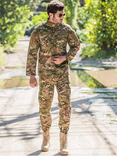 Vista 2 de AKARMY Conjunto de traje militar unisex ligero camuflaje táctico caza combate BDU uniforme militar