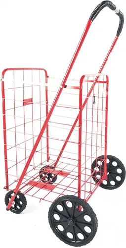 Vista 3 de Carrito de compras plegable, Acero, Rojo, L