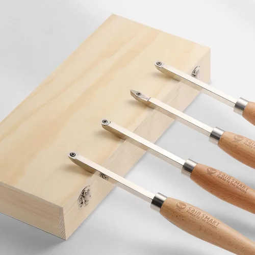 Vista 6 de SainSmart Juego de 4 herramientas de torneado de madera de carburo, diamante redondo y cuadrado, insertos de carburo reemplazables, mango de madera
