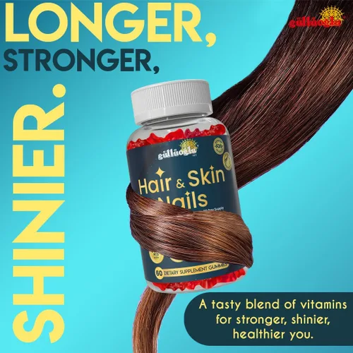 Vista 2 de SINCE 1871 GÜLLÜOGLU Gomitas para cabello, piel y uñas, biotina 5000 mcg, colágeno 200 mg y queratina 50 mg - con MSM, bambú y vitaminas A, C, D, E