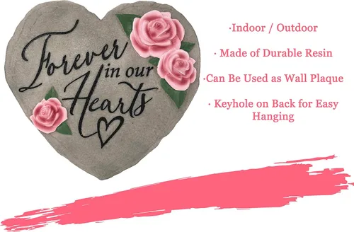 Vista 6 de Spoontiques - Decoración de jardín - Piedra de paso "Siempre en nuestros corazones" - Piedra decorativa para jardín