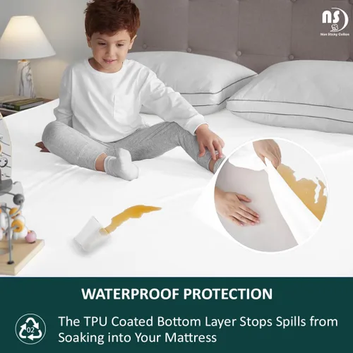 Vista 5 de Funda de colchón con cremallera, tamaño individual, protector de colchón de poliéster 100% impermeable, funda de colchón con cremallera de alta