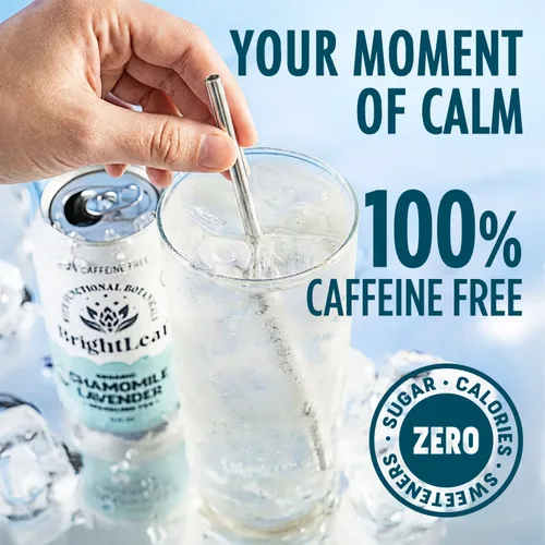 Vista 4 de BrightLeaf Regenerative Organic Sparkling Chamomile Lavender Tea – Cero azúcar y cero calorías – Bebida de té verde orgánico – Ingredientes que