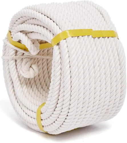 Vista 7 de Cuerda de algodón natural para manualidades, 1/2 pulgada x 50 pies, cuerdas de algodón trenzado de 4 hebras, cuerda suave blanca gruesa natural