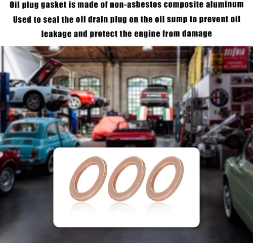 Vista 4 de povtii 10 PCS Juntas de Tapón de Drenaje de Aceite, Arandela de Aplastamiento de Aceite de Cobre de 14mm Compatible con Número de Parte OEM PN