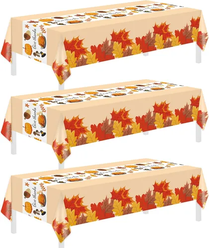 Vista 19 de Childom Paquete de 3 manteles de plástico para mesas rectangulares de 54 x 108 pulgadas, manteles desechables negros para mesas de 6 a 8 pies