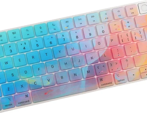 Vista 4 de Funda de teclado colorida para Apple iMac 2023 2021 de 24 pulgadas con chip M3/chip M1 con Touch ID, funda de teclado ultra fina para iMac 24