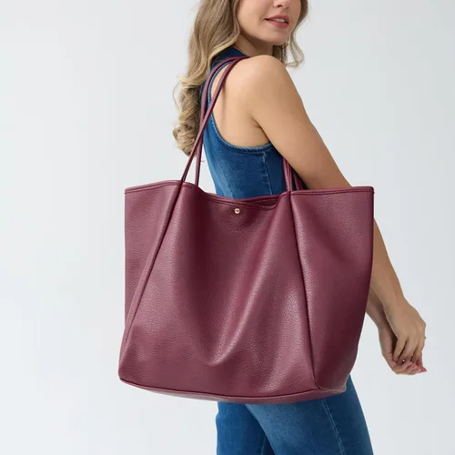 Vista 29 de HOXIS Bolso de mano de cuero PU de gran tamaño para mujer, bolso de fin de semana, bolso de viaje