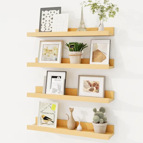 Vista 15 de Fun Memories Floating Picture Ledge Shelves, Wall Mounted Wood Storage Shelf for Bedroom, Living Room, Bathroom, Kitchen, Nursery, Display Picture