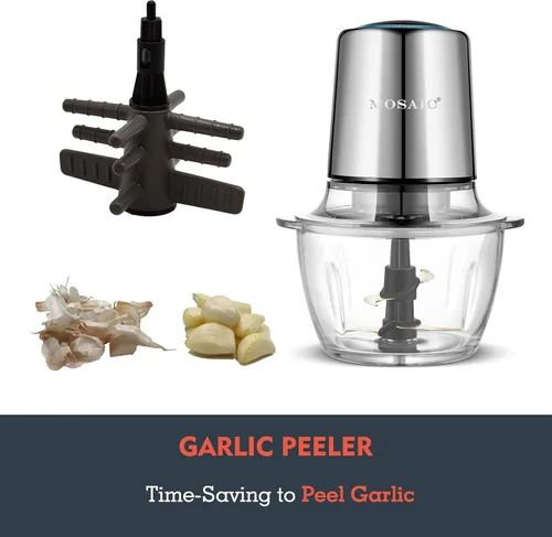 Vista 6 de Electric Food Processor,Food Chopper with Garlic Peeler and Titanium Coating Blades, 5 Cup Glass Bowl for Vegetables Fruit Salad Onion Garlic Meat