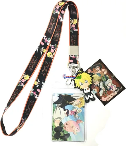 Great Eastern Entertainment 37897 Seven Deadly Sins: Meliodas, Elizabeth and Hawk Lanyard with Badge ID Holder and PVC Charm, multicolor,