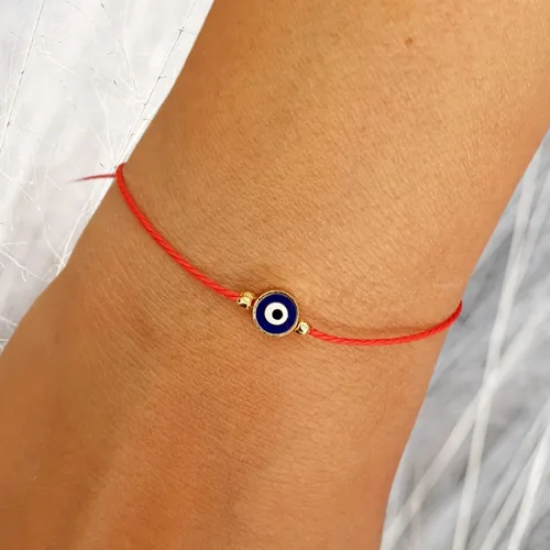Vista 3 de MYSTIC JEWELS by Dalia - Pulsera de hilo rojo - Ojo azul turco giratorio para la buena suerte