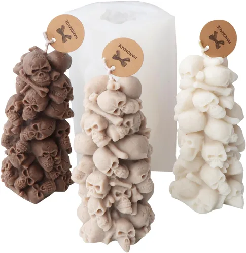 Vista 2 de Cestony Halloween 2 unids/set 3D cerebros forma vela moldes de silicona para hacer velas de resina pilar aromaterapia velas cera jabón flor