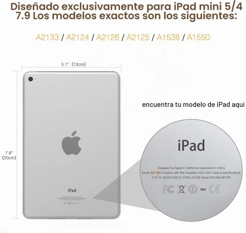 Vista 2 de MoKo Funda para iPad mini 5 2019/Mini 4 2015 (5ta/4ta Generación 7.9 pulgadas), funda delgada y ligera con soporte, con protector traslúcido