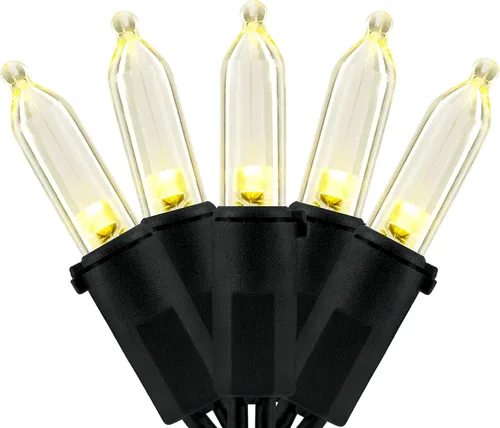 Vista 14 de YULETIME Juego de 200 luces LED de Navidad de color blanco cálido, cable blanco de 66 pies, certificado UL, grado comercial, juego de luces navideñas