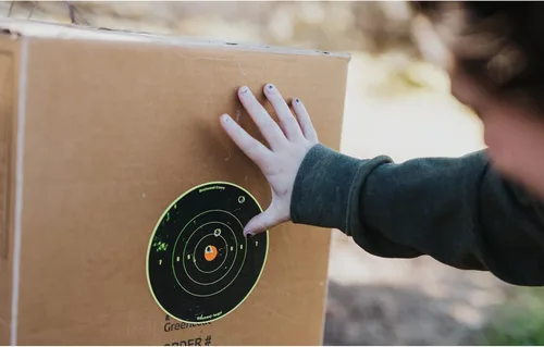 Vista 3 de Birchwood Casey Dianas Reactivas Bull's-Eye - Dianas de Tiro Autoadhesivas de Retroalimentación Instantánea Altamente Visibles