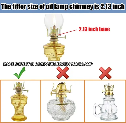 Vista 3 de Base de 2.13 pulgadas por lámpara de aceite de 6.5 pulgadas, reemplazo de chimenea, globo de queroseno alto, lámparas de aceite transparente, globo