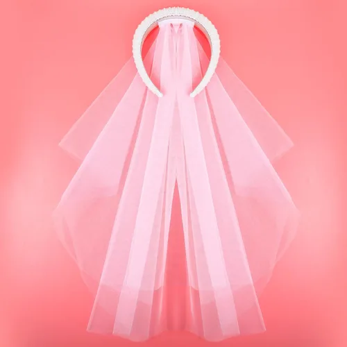 Vista 7 de Yolev Diadema de perlas con velo desmontable para boda, velo de novia, tocado de perlas blancas, decoración de despedida de soltera, regalo