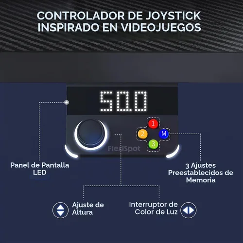 Vista 6 de FLEXISPOT - Escritorio eléctrico RGB de 55 pulgadas para juegos, escritorio Negro