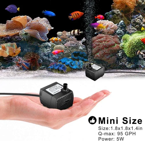 Vista 4 de PULACO Mini bomba de agua sumergible de 2 piezas (95 GPH 5 W) para acuario, estanque, fuente, hidroponía